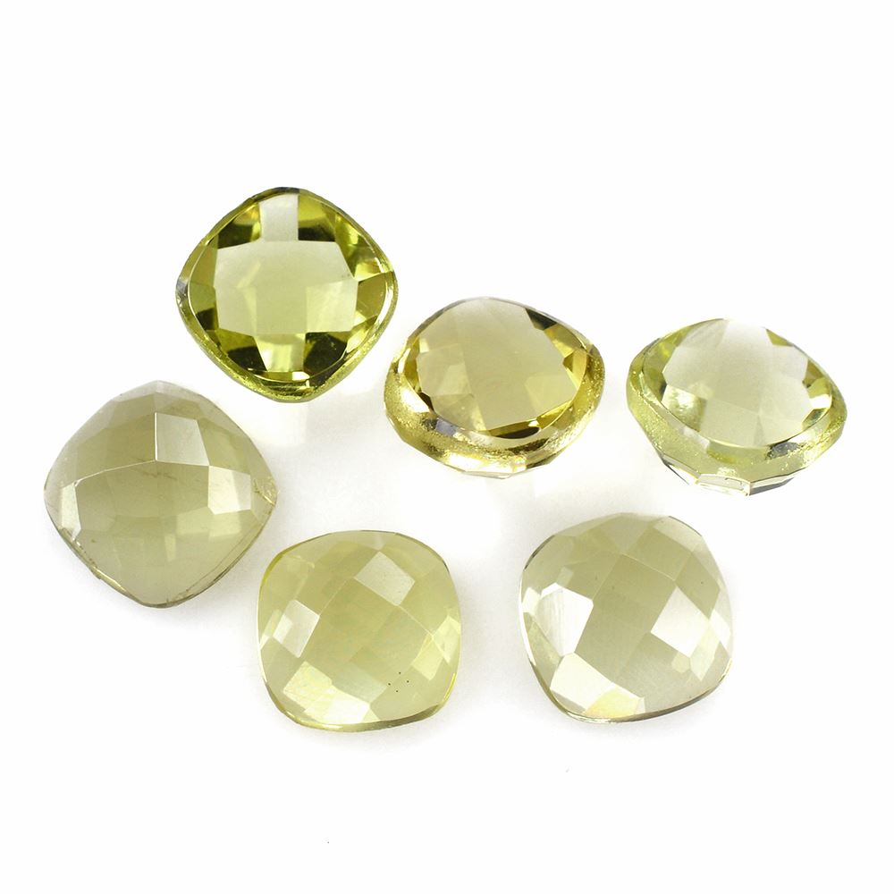 LEMON QUARTZ CHECKER CUT CUSHION CAB 7MM 1.38 Cts.