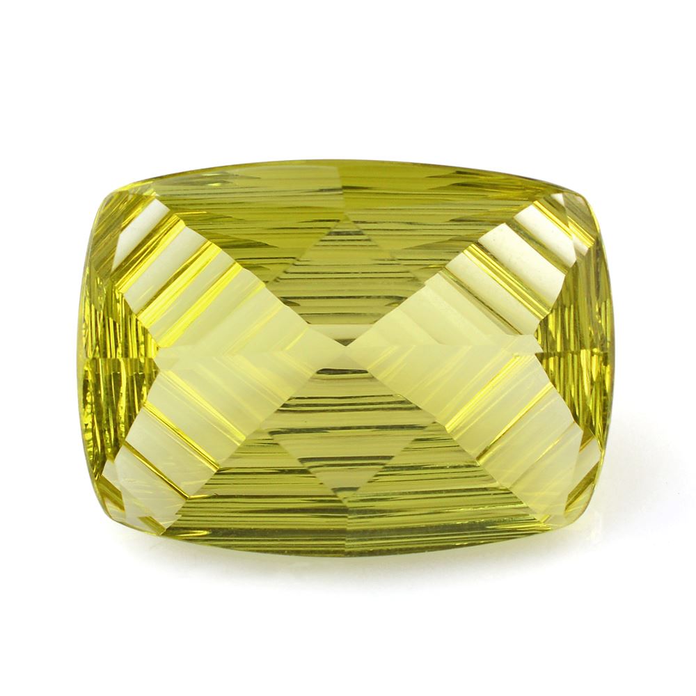 LEMON QUARTZ CONCAVE FANCY CUSHION (#6) (GREEN GOLD) 27X20MM 38.25 Cts.