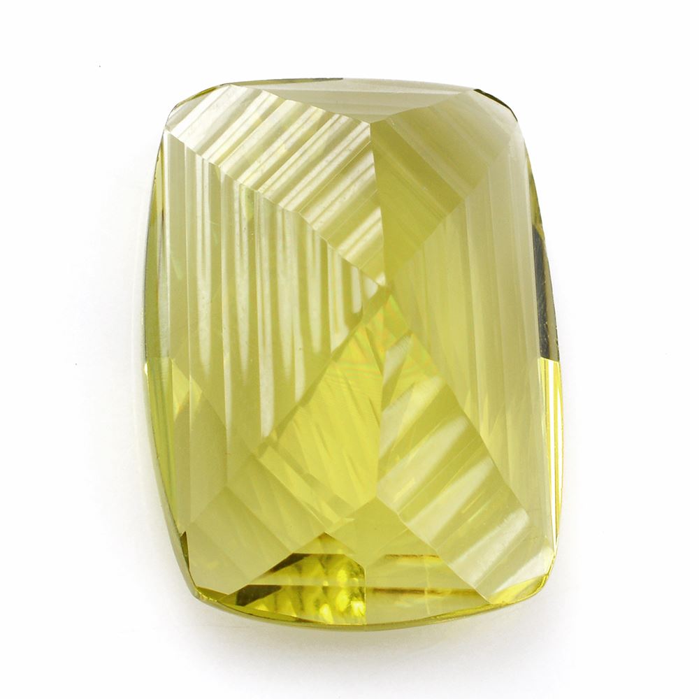 LEMON QUARTZ CONCAVE FANCY CUSHION (#6) (GREEN GOLD) 27X20MM 38.25 Cts.