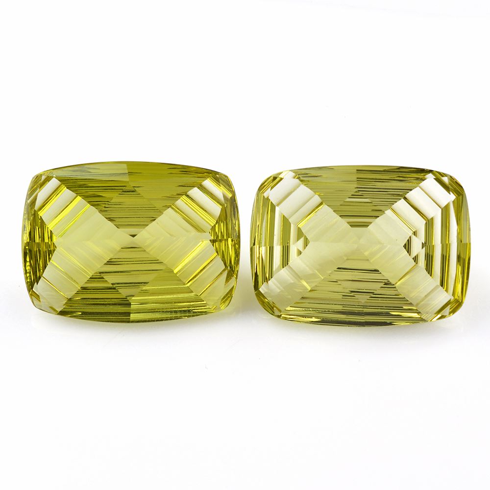 LEMON QUARTZ CONCAVE FANCY CUSHION (#6) (GREEN GOLD) 27X20MM 38.25 Cts.