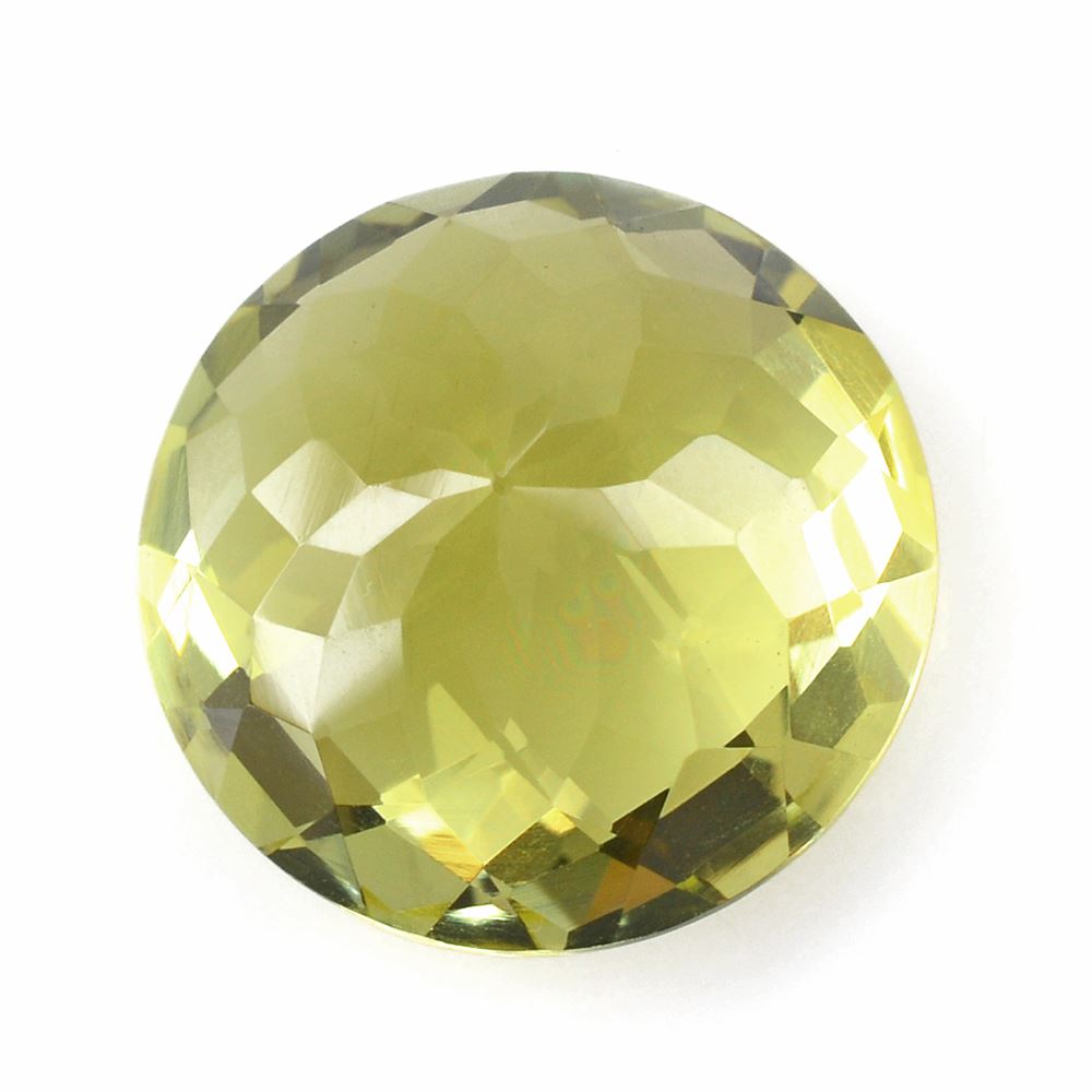 LEMON QUARTZ CHECKER CUT ROUND (GREEN GOLD) 18MM 18.07 Cts.
