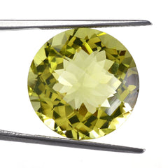 LEMON QUARTZ CHECKER CUT ROUND (GREEN GOLD) 18MM 18.07 Cts.