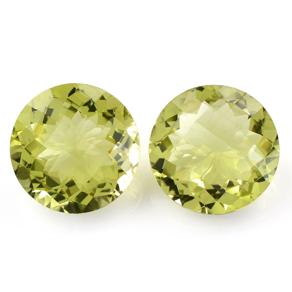 LEMON QUARTZ CHECKER CUT ROUND (GREEN GOLD) 18MM 18.07 Cts.