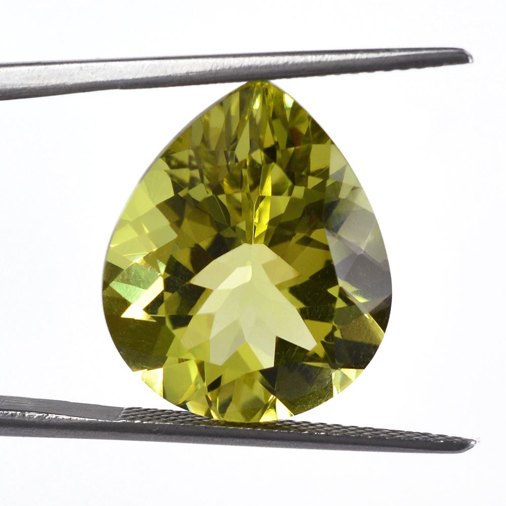 LEMON QUARTZ CUT PEAR (GREEN GOLD) 18X15MM 12.00 Cts.