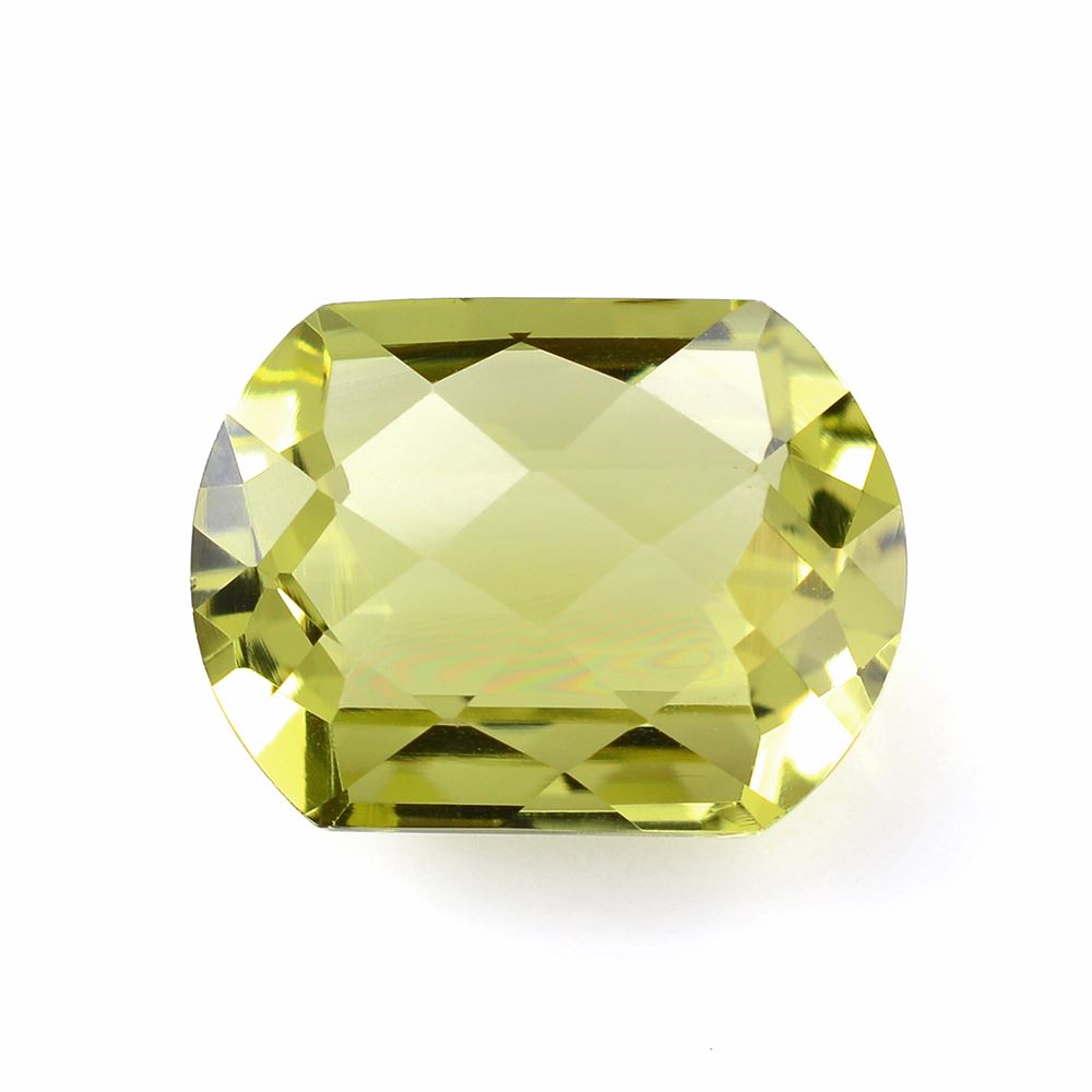 LEMON QUARTZ CHECKER CUT FANCY CUSHION (GREEN GOLD) 16X12MM 9.90 Cts.