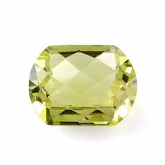 LEMON QUARTZ CHECKER CUT FANCY CUSHION (GREEN GOLD) 16X12MM 9.90 Cts.
