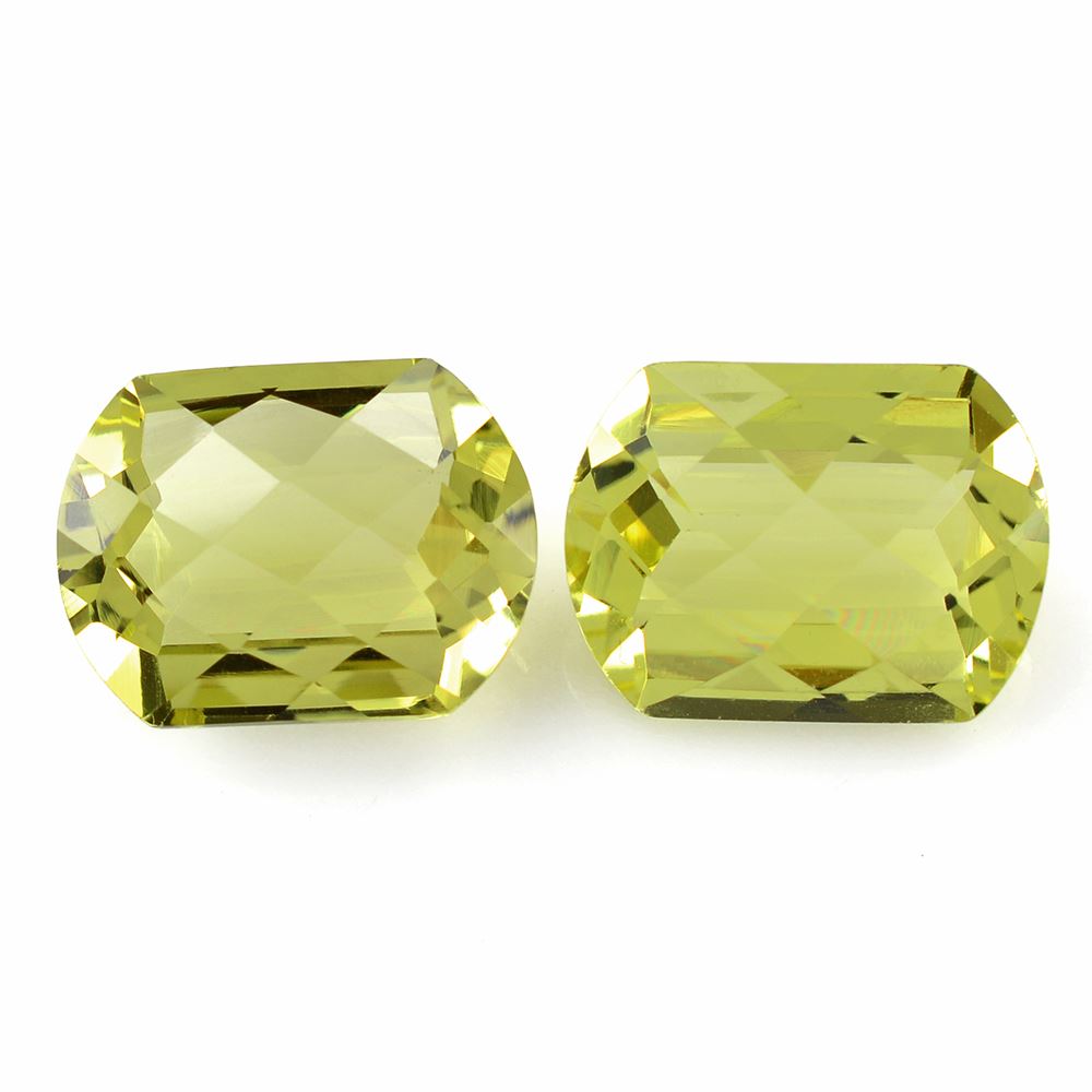 LEMON QUARTZ CHECKER CUT FANCY CUSHION (GREEN GOLD) 16X12MM 9.90 Cts.