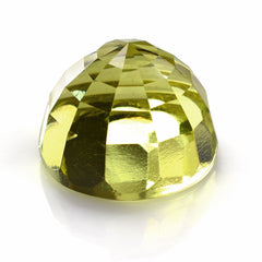 LEMON QUARTZ STEP CUT HIGH DOME ROUND CAB (GREEN GOLD) 20MM 38.39 Cts.
