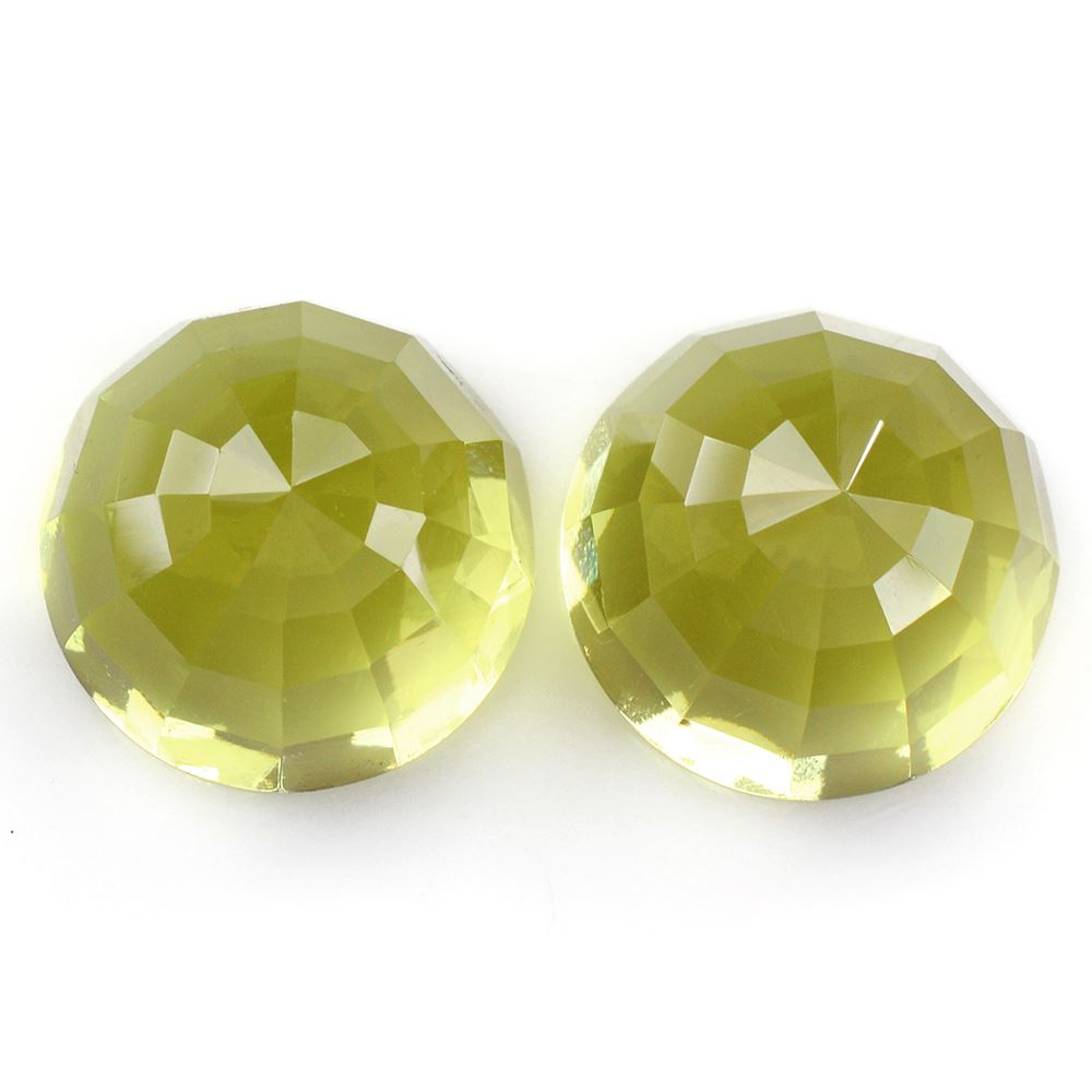 LEMON QUARTZ STEP CUT HIGH DOME ROUND CAB (GREEN GOLD) 20MM 38.39 Cts.