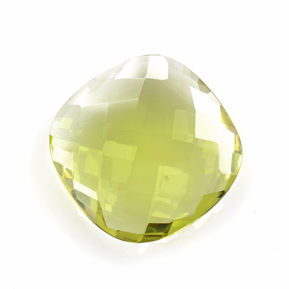LEMON QUARTZ BRIOLETTE CUSHION (GREEN GOLD) 20MM 14.80Cts.