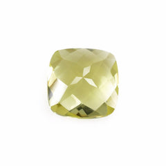 LEMON QUARTZ CHECKER CUT CUSHION (GREEN GOLD) 12MM 6.10Cts.