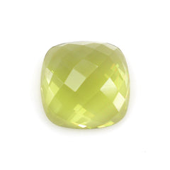 LEMON QUARTZ CHECKER CUSHION CAB (GREEN GOLD) 16MM 14.8Cts.