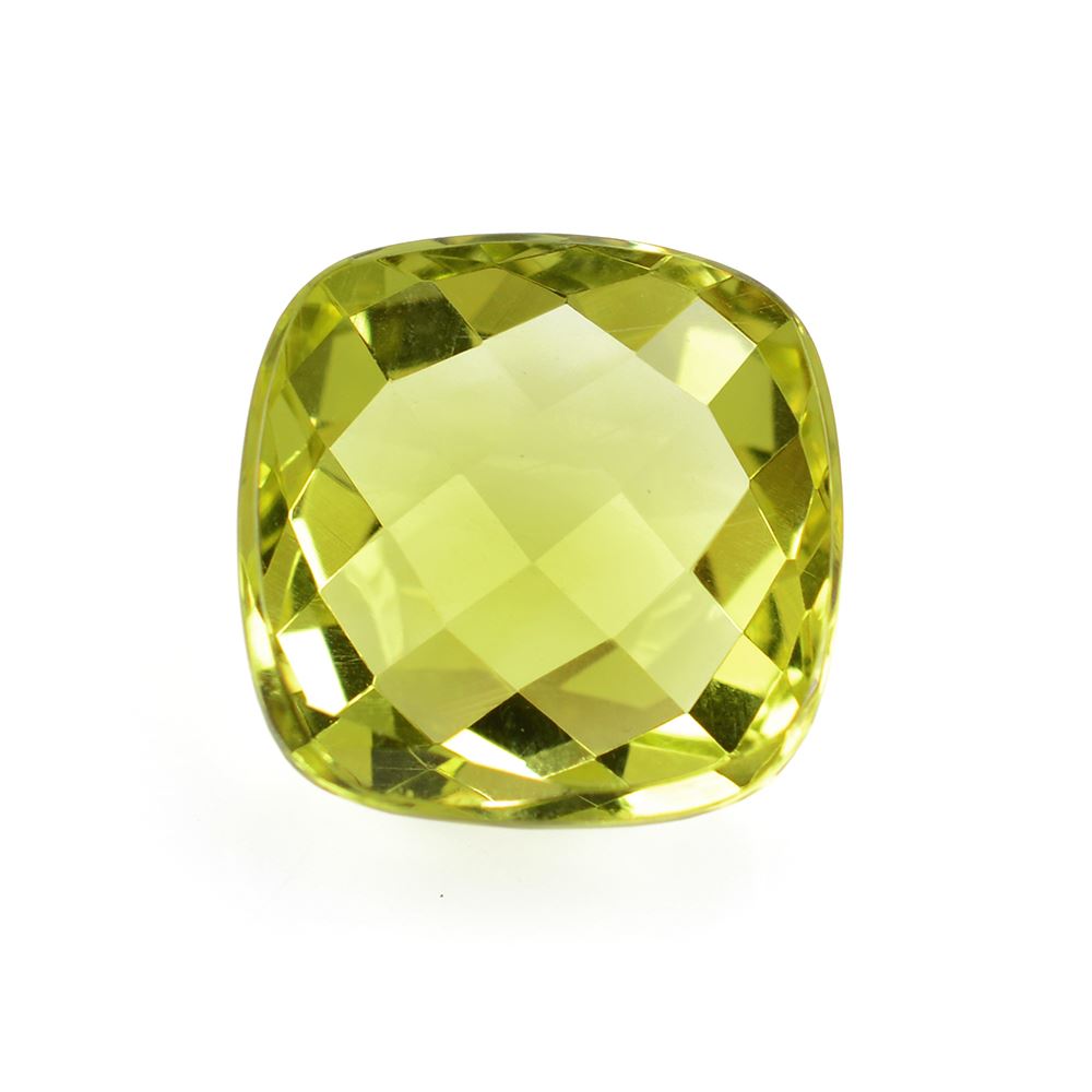 LEMON QUARTZ CHECKER CUSHION CAB (GREEN GOLD) 16MM 14.8Cts.