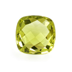 LEMON QUARTZ CHECKER CUSHION CAB (GREEN GOLD) 16MM 14.8Cts.