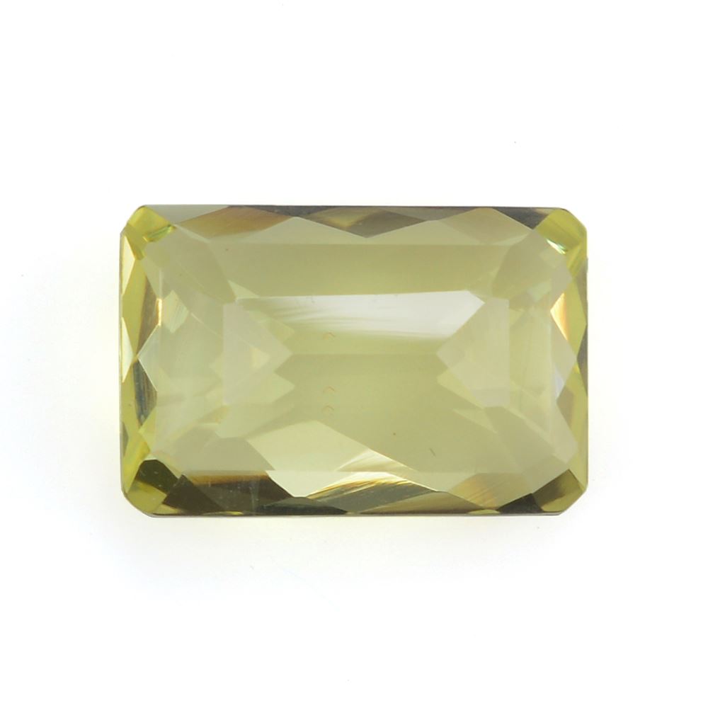 LEMON QUARTZ CHECKER CUT OCTAGON 18X12MM 12.24Cts.