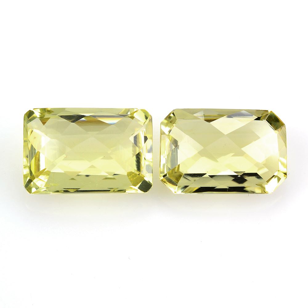 LEMON QUARTZ CHECKER CUT OCTAGON 18X12MM 12.24Cts.