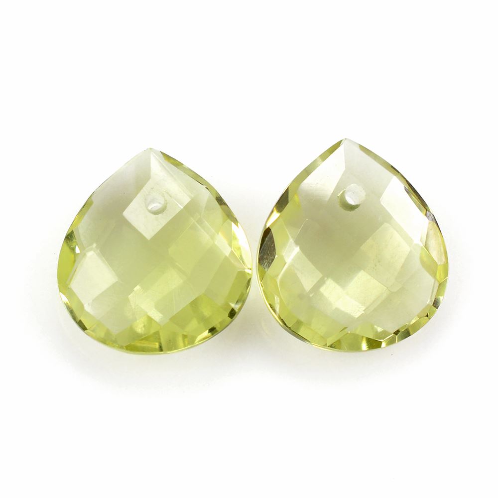 LEMON QUARTZ BRIOLETTE PEAR (FULL DRILL) TABEEZ 11X10MM 2.70 Cts.