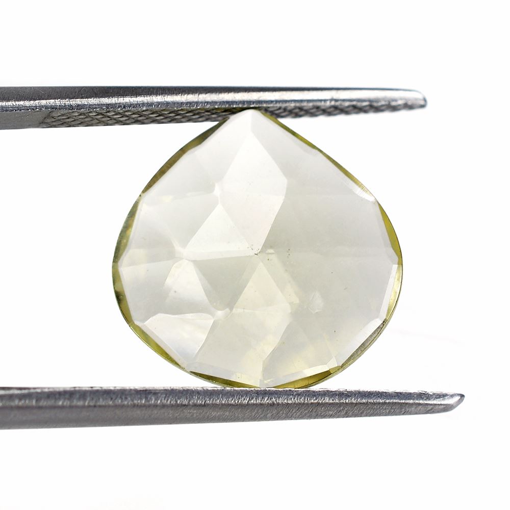 LEMON QUARTZ ROSE CUT BRIOLETTE PEAR (TABEEZ) 13MM 3.9Cts.