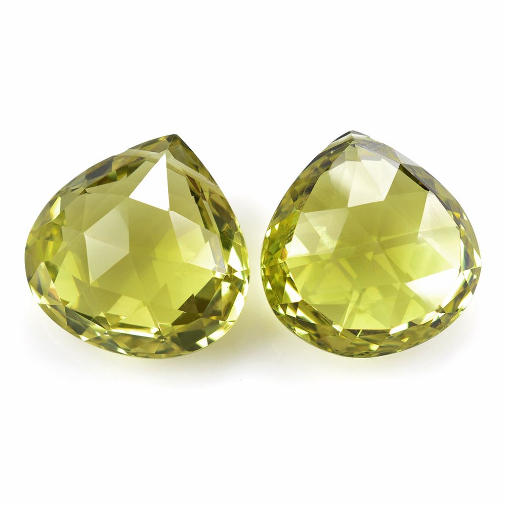LEMON QUARTZ ROSE CUT BRIOLETTE PEAR (TABEEZ) (FULL DRILL) 22MM 35.80 Cts.