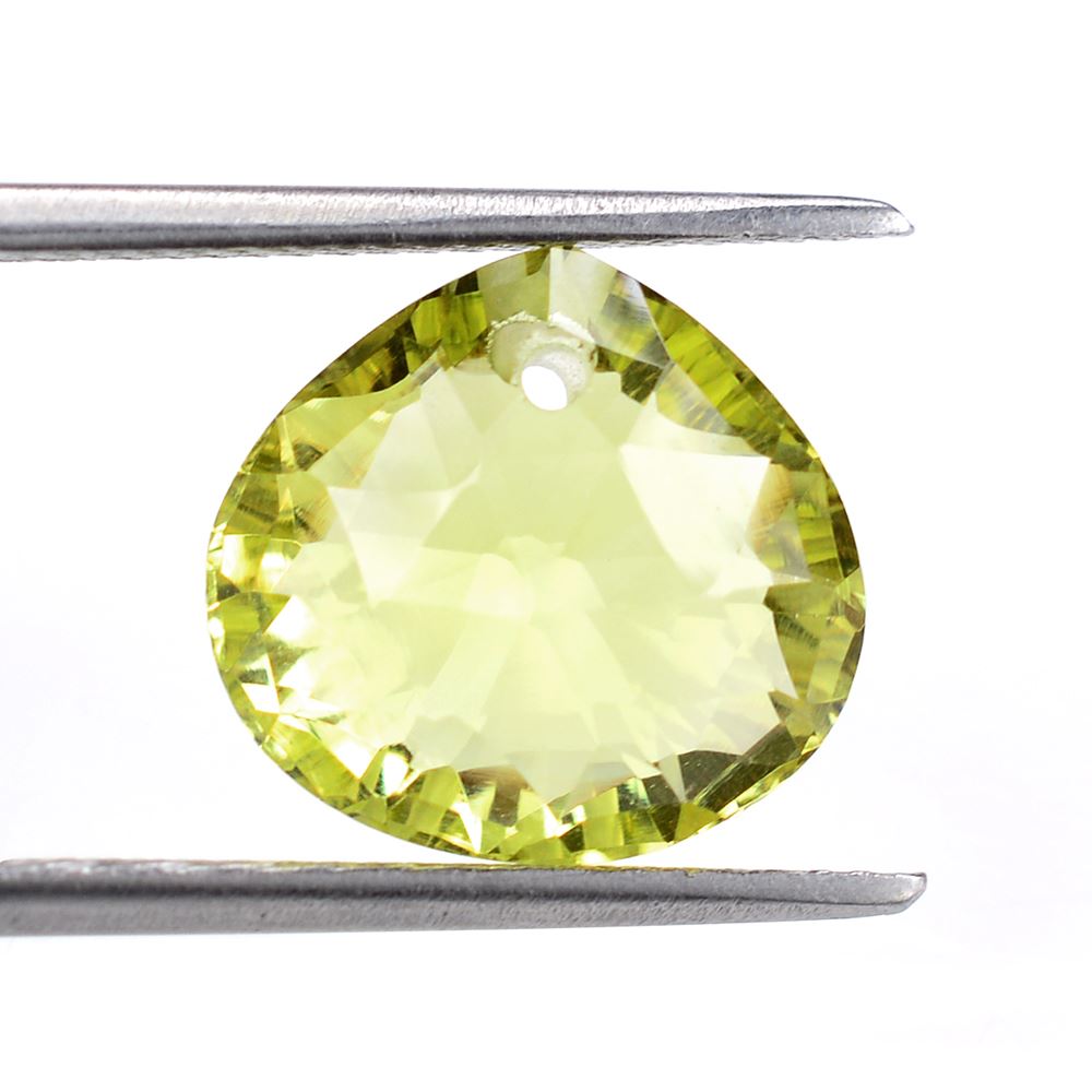 LEMON QUARTZ CONCAVE BRIOLETTE PEAR (FULL DRILL) 13X12MM 6.05 Cts.