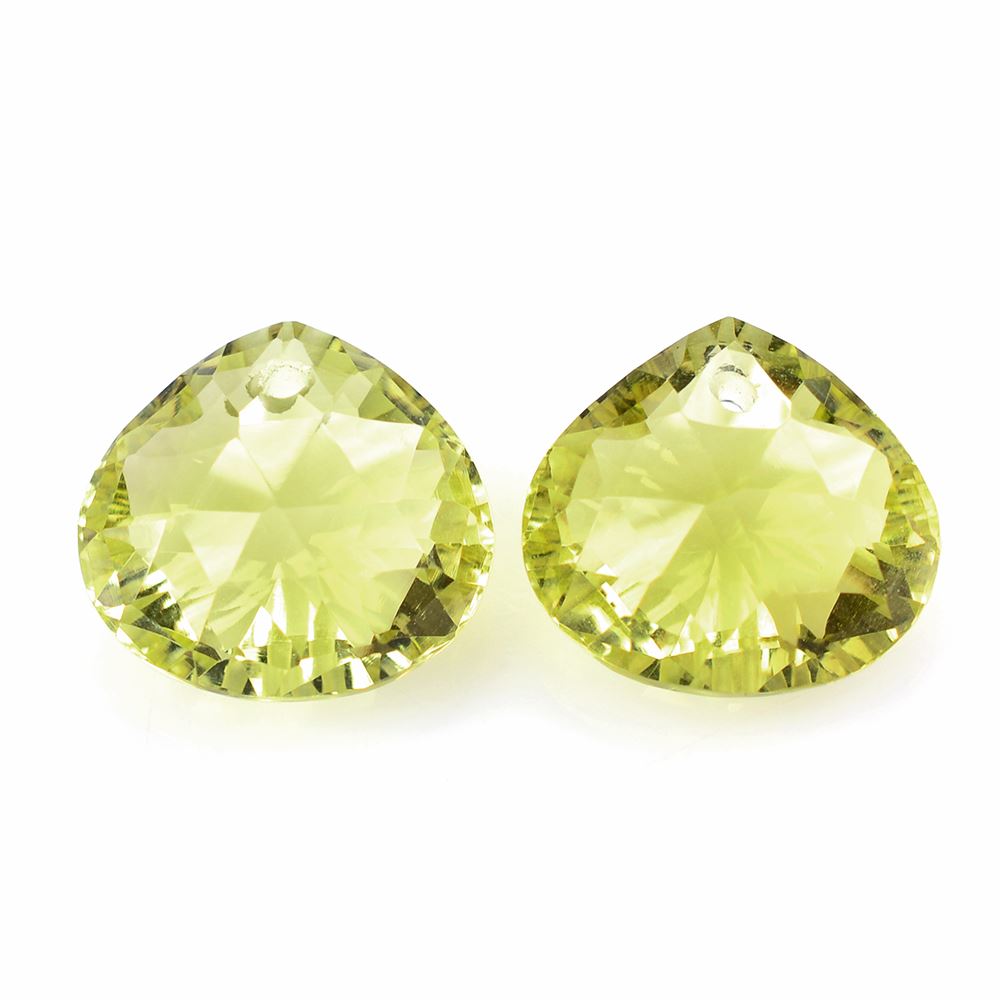 LEMON QUARTZ CONCAVE BRIOLETTE PEAR (FULL DRILL) 13X12MM 6.05 Cts.