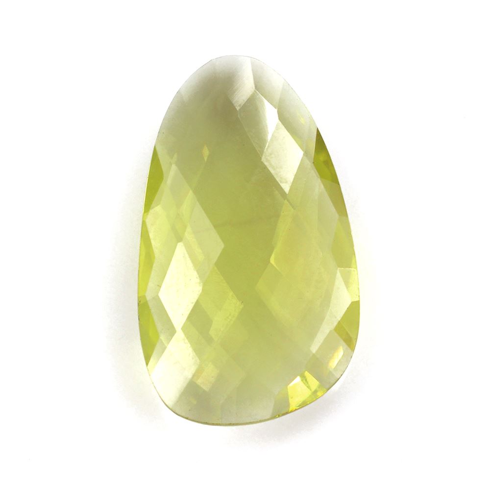 LEMON QUARTZ BRIOLETTE IRREGULAR PEARISH (GREEN GOLD) 22X13MM 8.75Cts.
