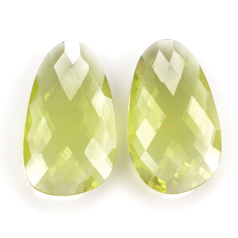 LEMON QUARTZ BRIOLETTE IRREGULAR PEARISH (GREEN GOLD) 22X13MM 8.75Cts.