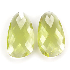 LEMON QUARTZ BRIOLETTE IRREGULAR PEARISH (GREEN GOLD) 22X13MM 8.75Cts.