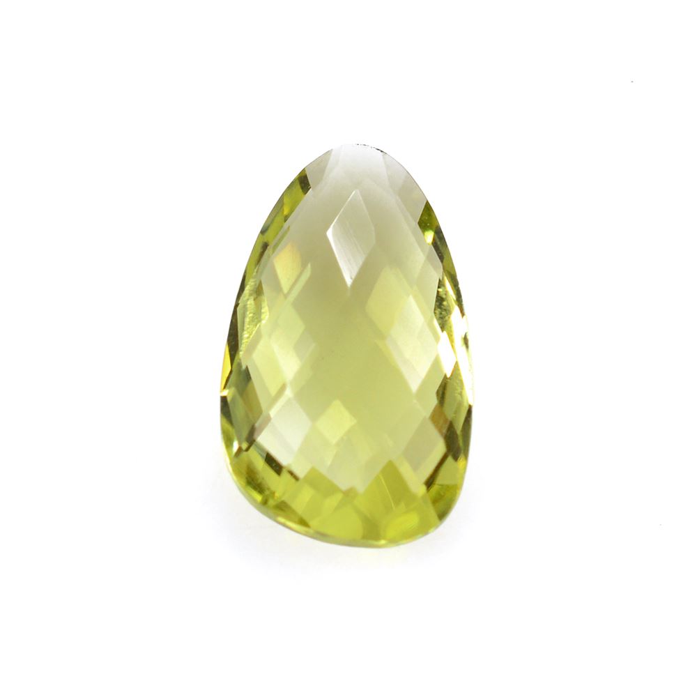 LEMON QUARTZ BRIOLETTE IRREGULAR PEARISH (GREEN GOLD) 15X9MM 4.25Cts.