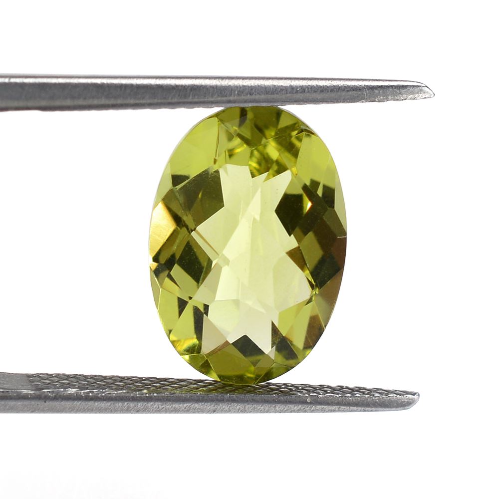 LEMON QUARTZ CHECKER CUT OVAL 13X9MM 3.9Cts.