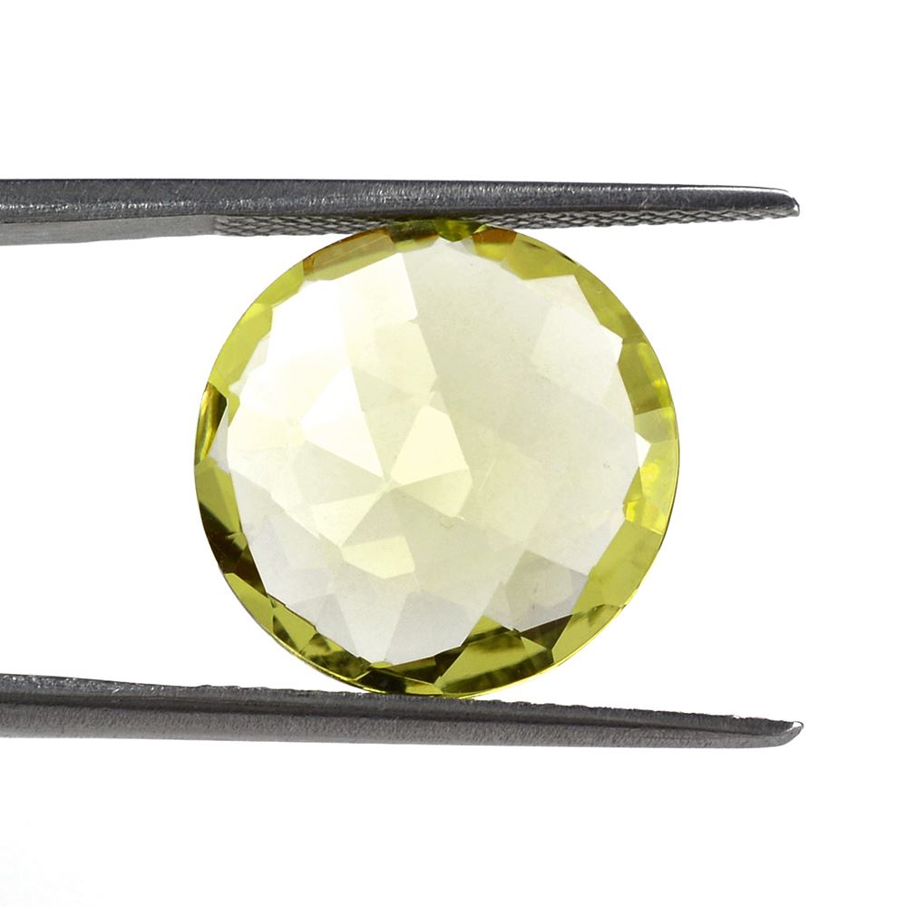 LEMON QUARTZ BRIOLETTE ROUND (GREEN GOLD) 15MM 6.85Cts.