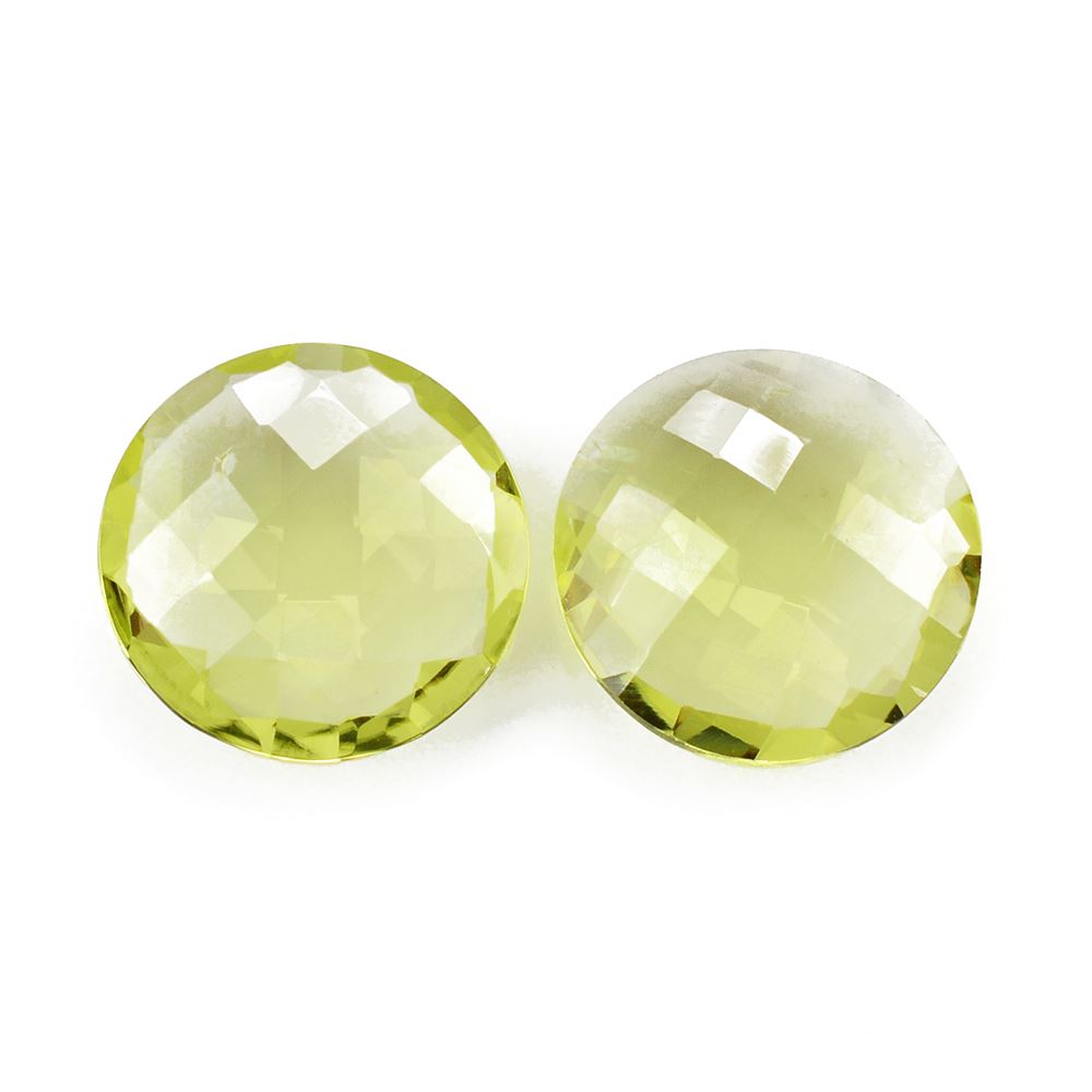 LEMON QUARTZ BRIOLETTE ROUND (GREEN GOLD) 15MM 6.85Cts.
