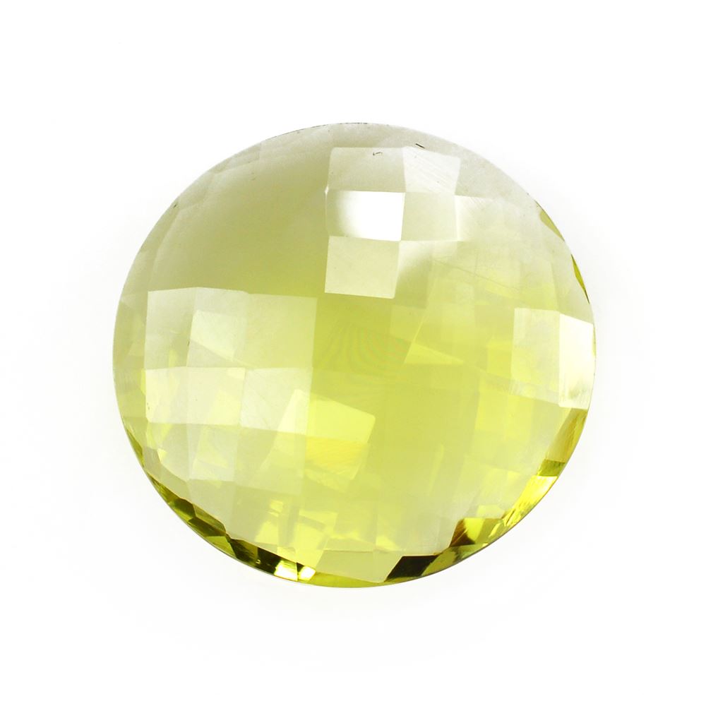 LEMON QUARTZ BRIOLETTE ROUND (GREEN GOLD) 20MM 12.4Cts.