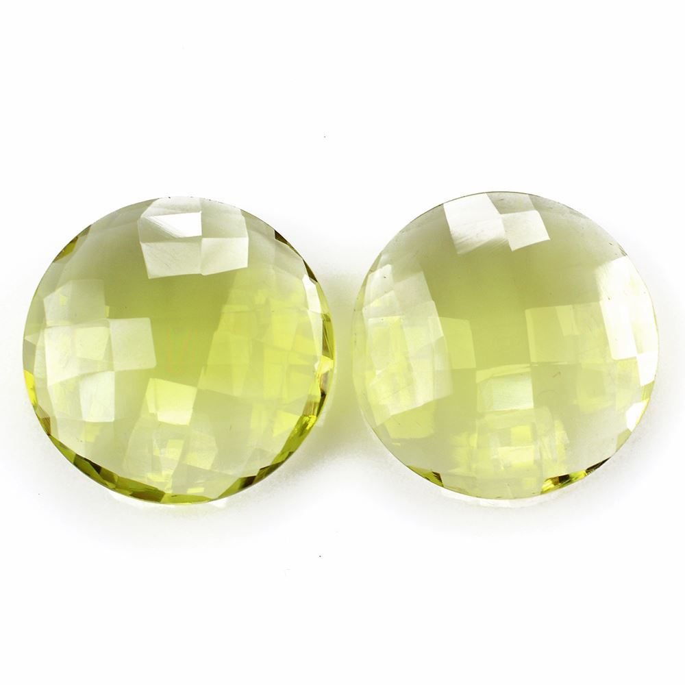 LEMON QUARTZ BRIOLETTE ROUND (GREEN GOLD) 20MM 12.4Cts.