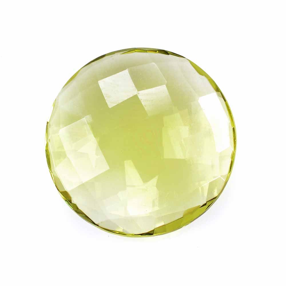 LEMON QUARTZ BRIOLETTE ROUND (GREEN GOLD) 18MM 11.6Cts.