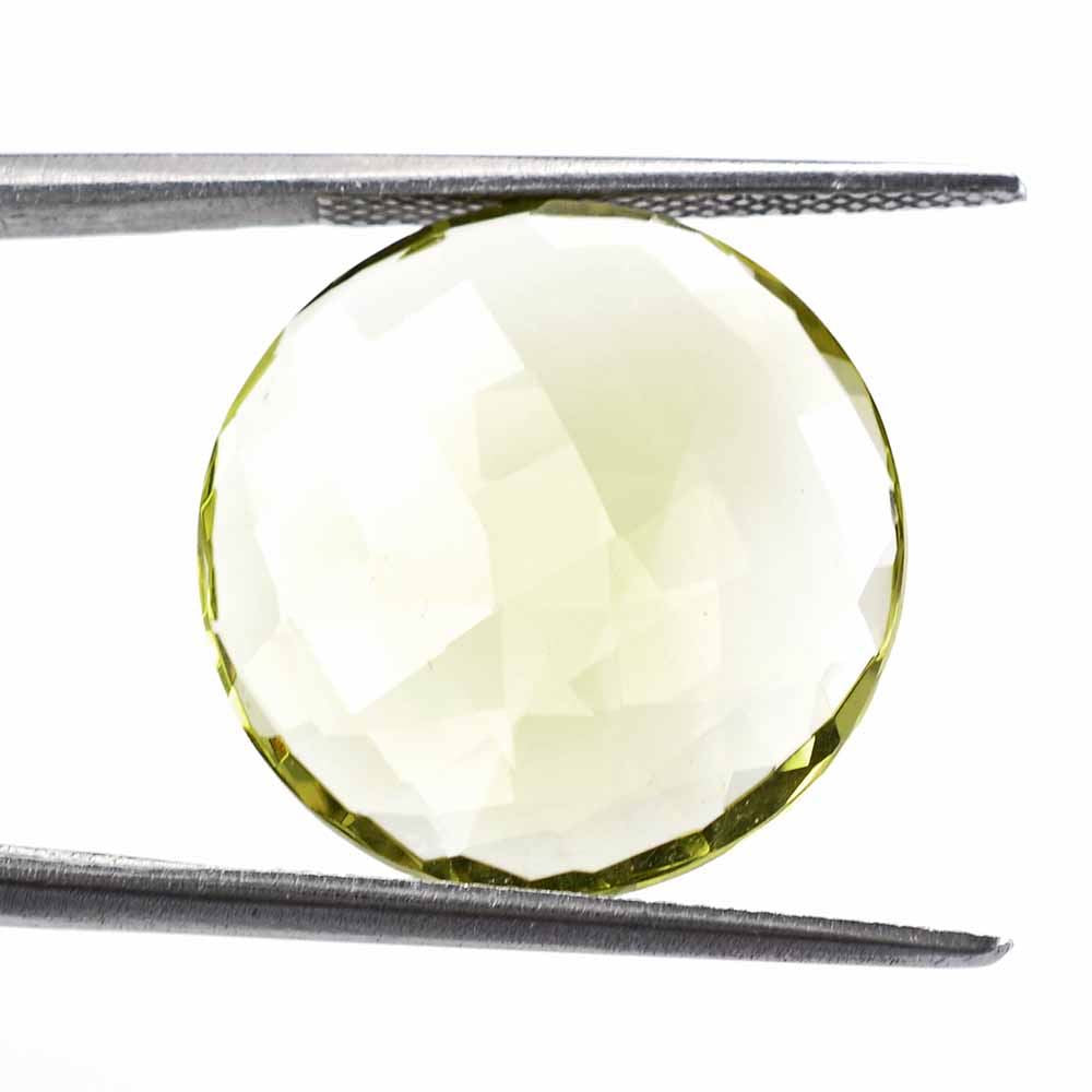 LEMON QUARTZ BRIOLETTE ROUND (GREEN GOLD) 18MM 11.6Cts.