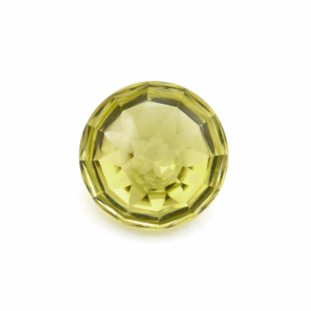 LEMON QUARTZ BUFFTOP CONCAVE STEP CUT BACK ROUND (DES#47) 15MM 11.01 Cts.