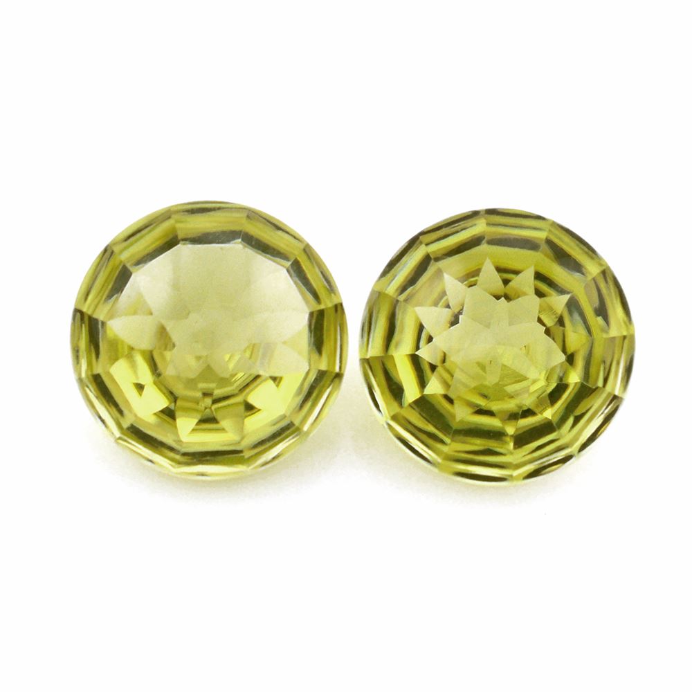 LEMON QUARTZ BUFFTOP CONCAVE STEP CUT BACK ROUND (DES#47) 15MM 11.01 Cts.