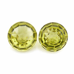 LEMON QUARTZ BUFFTOP CONCAVE STEP CUT BACK ROUND (DES#47) 15MM 11.01 Cts.