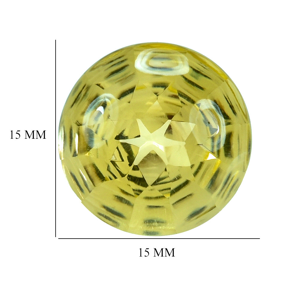 LEMON QUARTZ BUFFTOP CONCAVE STEP CUT BACK ROUND (DES#47) 15MM 11.01 Cts.