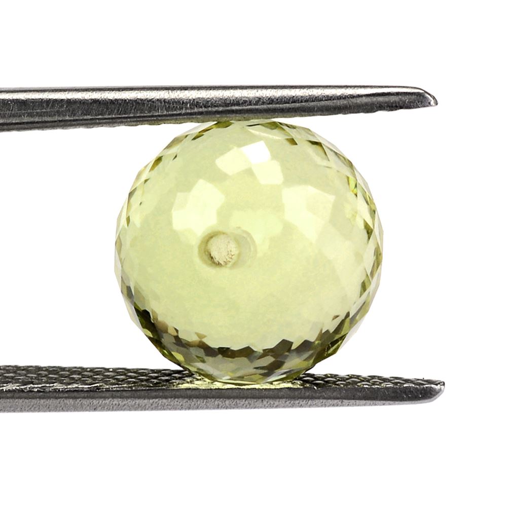 LEMON QUARTZ CHECKER CUT BALLS (DES#7) HALF DRILL 10MM 7.35 Cts.