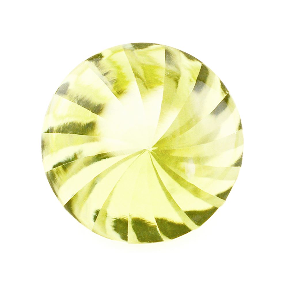LEMON QUARTZ BUFFTOP ROUND WITH TWISTED CONCAVE 15MM 10.60 Cts.