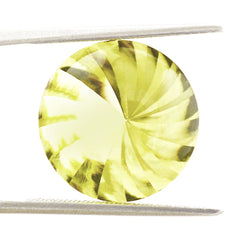 LEMON QUARTZ BUFFTOP ROUND WITH TWISTED CONCAVE 15MM 10.60 Cts.