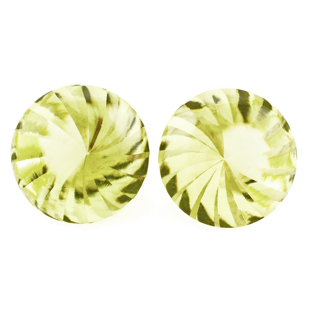 LEMON QUARTZ BUFFTOP ROUND WITH TWISTED CONCAVE 15MM 10.60 Cts.