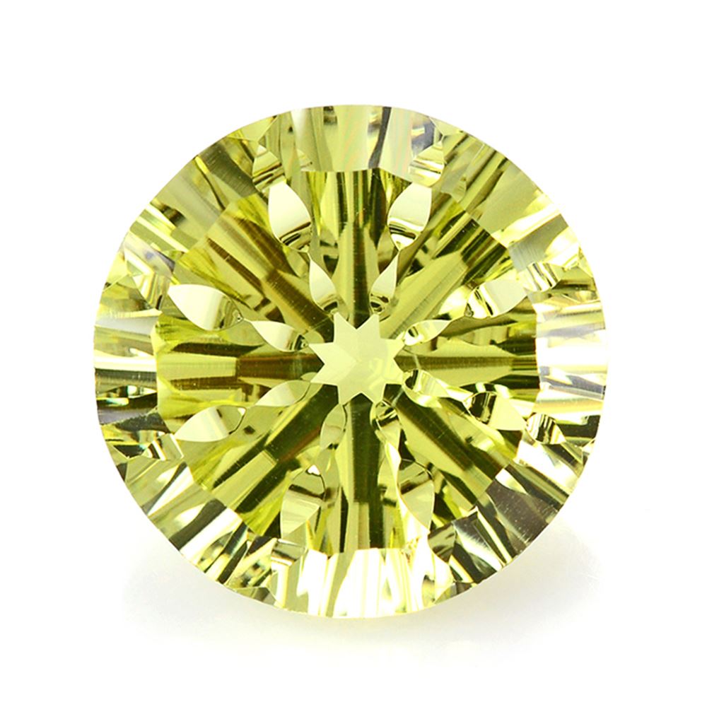 LEMON QUARTZ CONCAVE SPLENDOR CUT ROUND (DES#74) 16MM 12.80 Cts.