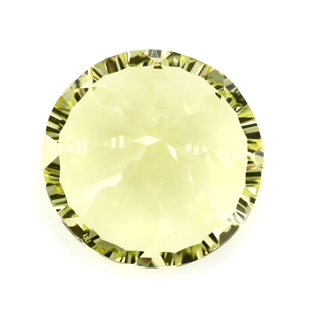 LEMON QUARTZ CONCAVE SPLENDOR CUT ROUND (DES#74) 16MM 12.80 Cts.