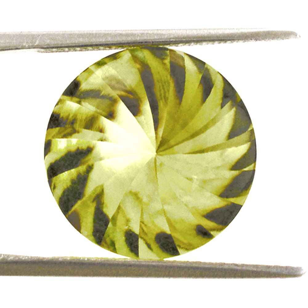 LEMON QUARTZ BUFFTOP ROUND WITH TWISTED CONCAVE 15MM 10.45 Cts.
