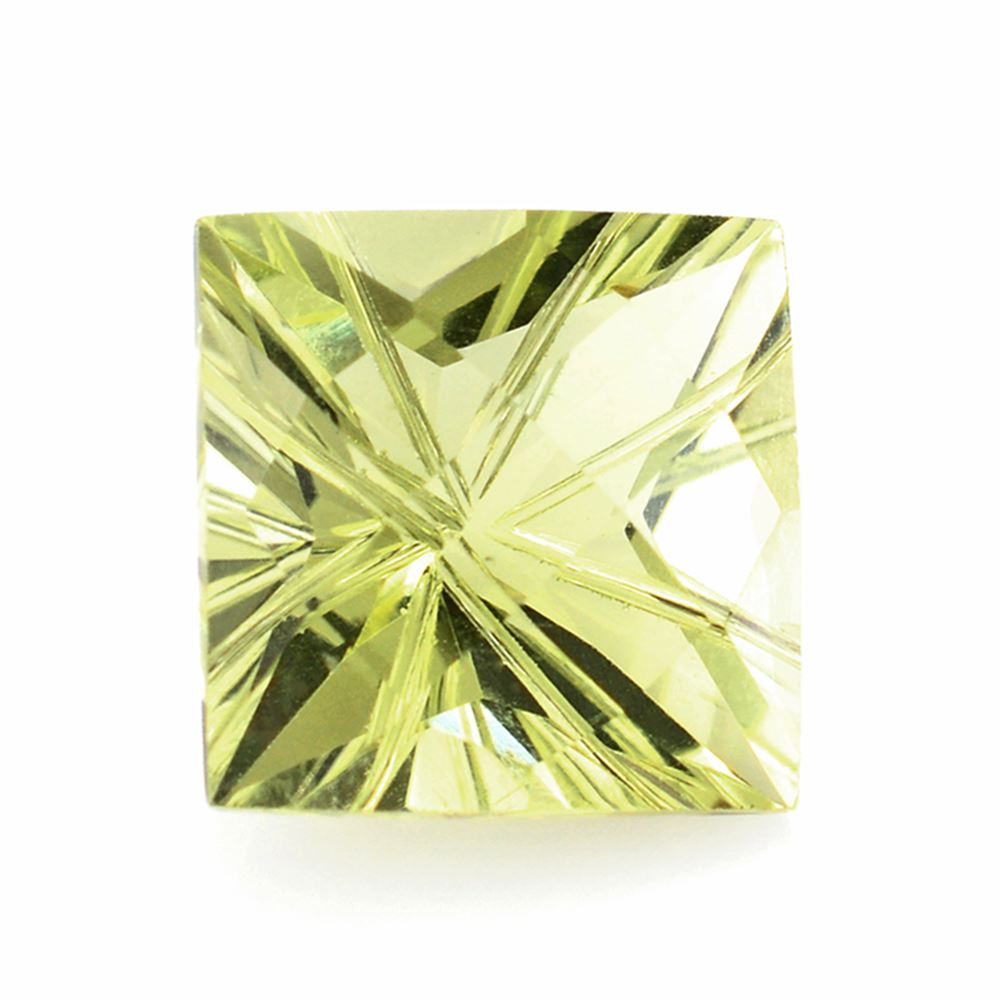 LEMON QUARTZ CHECKER TOP PRINCESS BACK LAZER CUT SQUARE 10MM 4.33 Cts.