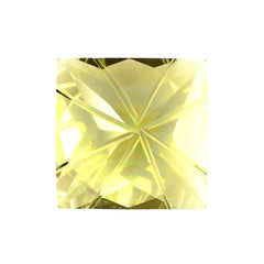 LEMON QUARTZ CHECKER TOP PRINCESS BACK LAZER CUT SQUARE 10MM 4.33 Cts.