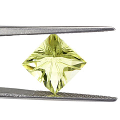 LEMON QUARTZ CHECKER TOP PRINCESS BACK LAZER CUT SQUARE 10MM 4.33 Cts.